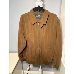 Weatherproof Mens Brown Microfiber Golf Jacket Full Zip Bomber Windbreaker L